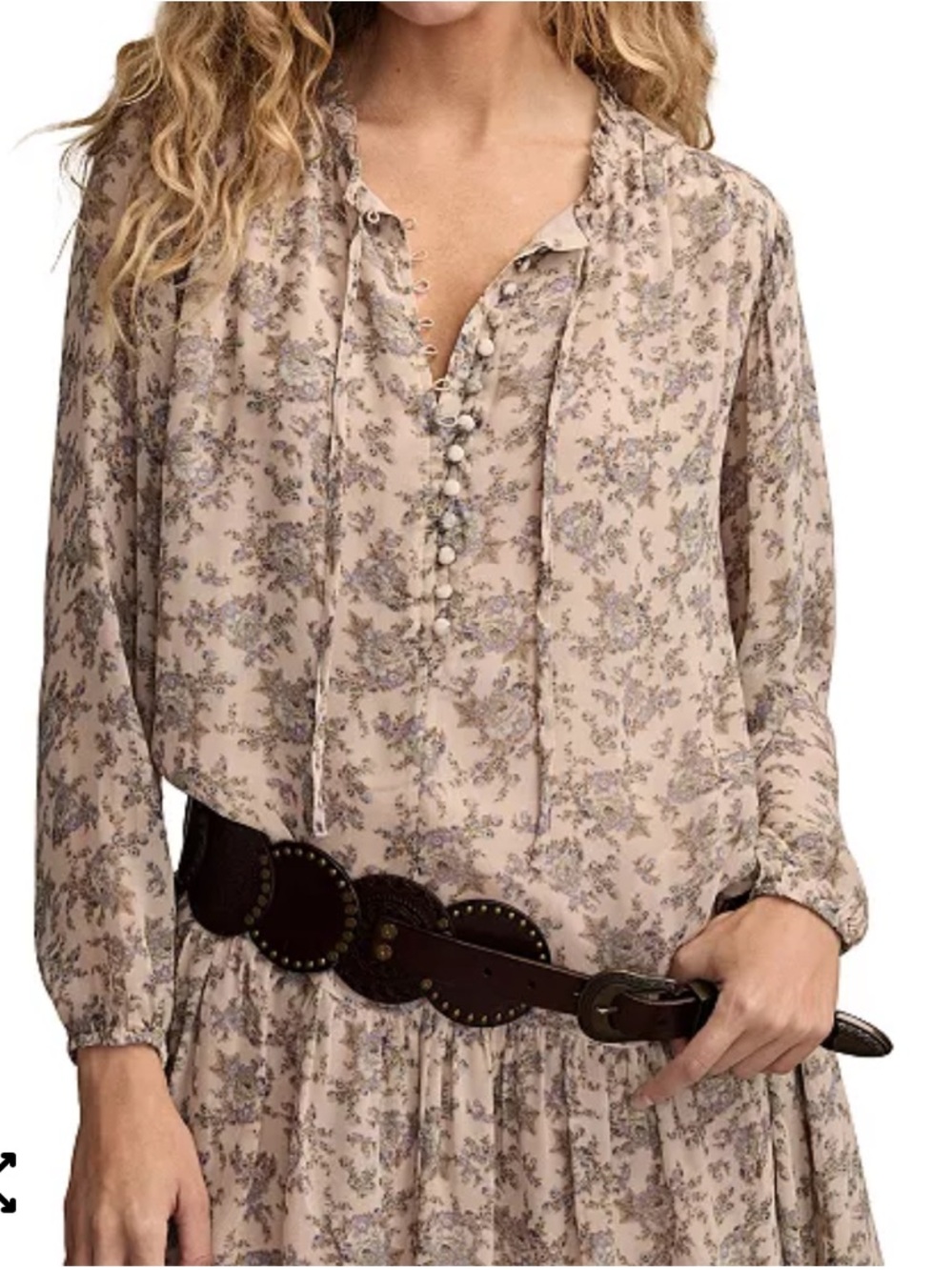 Lucky Brand NWT Medium Cream Blue Floral Drop-Waist Mini Dress